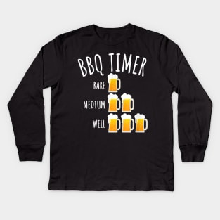 BBQ Timer Beer Drinking Funny Grilling Kids Long Sleeve T-Shirt